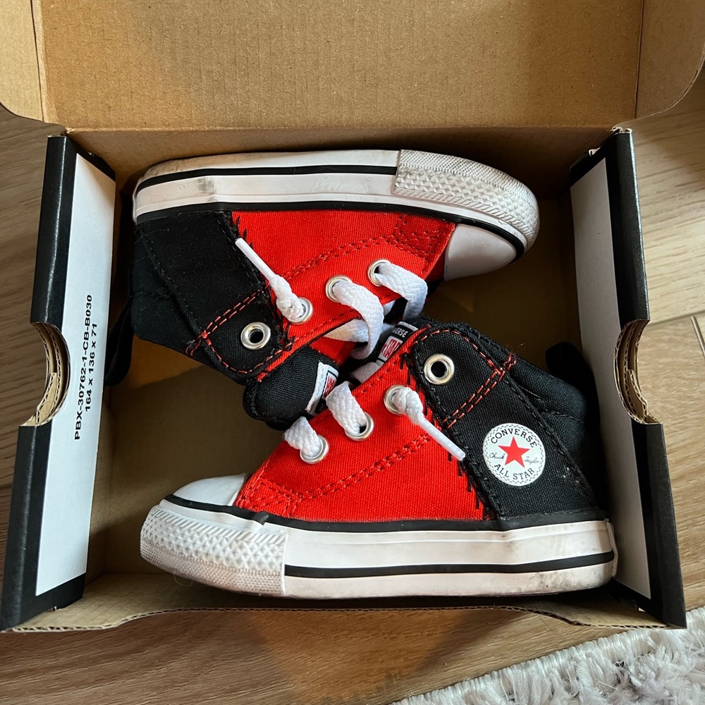Converse Kids Red and Black high top Sneakers